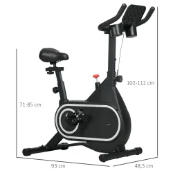 Bicicleta Estática con Asiento y Manillar Ajustables Pantalla LCD Volante Inercia 4 kg y Soporte para Botella Negro - Ogal.Es