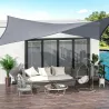 Toldo de Terraza Rectangular 4x6 m de HDPE con Anillas de Acero Inoxidable y Cuerdas para Jardín Patio Gris - Ogal.Es