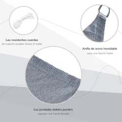 Toldo de Terraza Rectangular 4x6 m de HDPE con Anillas de Acero Inoxidable y Cuerdas para Jardín Patio Gris - Ogal.Es