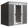 Caseta de Jardín 195x122x181,5 cm con Puerta Corredera 2 Ventanas y Anti-UV para Almacenar Herramientas Gris Oscuro - Ogal.Es