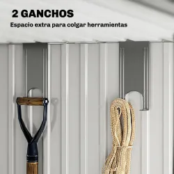 Caseta de Jardín 195x122x181,5 cm con Puerta Corredera 2 Ventanas y Anti-UV para Almacenar Herramientas Gris Oscuro - Ogal.Es