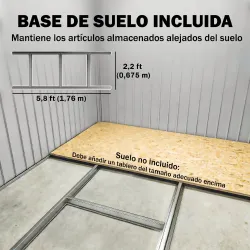 Caseta de Jardín 195x122x181,5 cm con Puerta Corredera 2 Ventanas y Anti-UV para Almacenar Herramientas Gris Oscuro - Ogal.Es