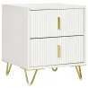Mesilla de Noche con 2 Cajones Mesita de Noche Mesita Auxiliar con Patas de Metal para Dormitorio 40x40x47 cm Bl... - Ogal.Es