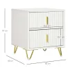 Mesilla de Noche con 2 Cajones Mesita de Noche Mesita Auxiliar con Patas de Metal para Dormitorio 40x40x47 cm Bl... - Ogal.Es