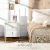 Mesilla de Noche con 2 Cajones Mesita de Noche Mesita Auxiliar con Patas de Metal para Dormitorio 40x40x47 cm Bl... - Ogal.Es