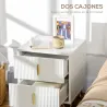Mesilla de Noche con 2 Cajones Mesita de Noche Mesita Auxiliar con Patas de Metal para Dormitorio 40x40x47 cm Bl... - Ogal.Es