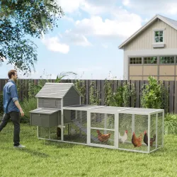 Gallinero de Madera 310,5x149,5x149cm Jaula para 4-6 Gallinas con 2 Ventanas Puertas Nido Bandeja Extraíble y Ra... - Ogal.Es