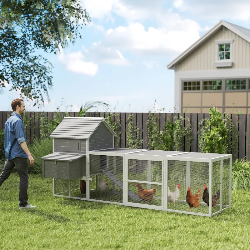 Gallinero de Madera 310,5x149,5x149cm Jaula para 4-6 Gallinas con 2 Ventanas Puertas Nido Bandeja Extraíble y Ra... - Ogal.Es