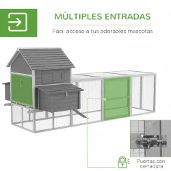 Gallinero de Madera 310,5x149,5x149cm Jaula para 4-6 Gallinas con 2 Ventanas Puertas Nido Bandeja Extraíble y Ra... - Ogal.Es