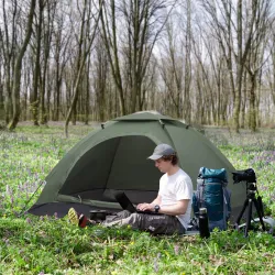 Tienda de Camping Plegable con 2 Ventanas de Malla Bolsa de Transporte y Marco de Fibra de Vidrio 206x152x110 cm... - Ogal.Es