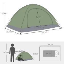 Tienda de Camping Plegable con 2 Ventanas de Malla Bolsa de Transporte y Marco de Fibra de Vidrio 206x152x110 cm... - Ogal.Es