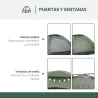 Tienda de Camping Plegable con 2 Ventanas de Malla Bolsa de Transporte y Marco de Fibra de Vidrio 206x152x110 cm... - Ogal.Es