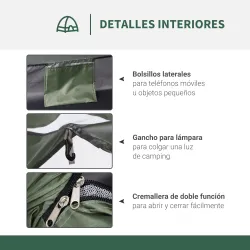 Tienda de Camping Plegable con 2 Ventanas de Malla Bolsa de Transporte y Marco de Fibra de Vidrio 206x152x110 cm... - Ogal.Es