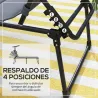 Tumbona de Jardín con Toldo Ajustable Respaldo Regulable en 4 Niveles Reposacabezas para Terraza 70x200x45 cm Gris - Ogal.Es