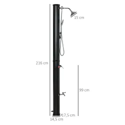 Ducha Solar de Exterior de 35L con 2 Cabezales de Ducha Grifo y Agua Caliente 0-55? para Jardín 17,5x14,5x216 cm... - Ogal.Es