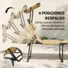 Tumbona de Jardín con Toldo Ajustable Respaldo Regulable en 4 Niveles Reposacabezas para Terraza 70x200x45 cm Crema - Ogal.Es