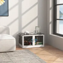 Caja de Almacenamiento Apilable con Tapa 69L de Capacidad Caja Organizadora Plegable con Ruedas 60x42x34 cm Blanco - Ogal.Es