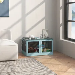 Caja de Almacenamiento Apilable con Tapa 69L de Capacidad Caja Organizadora Plegable con Ruedas 60x42x34 cm Azul - Ogal.Es