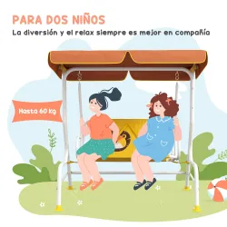 Balancín de Jardín Exterior de 2 Plazas con Patrón de León Toldo Ajustable en Ángulo Carga 60 kg 110x70x110 cm A... - Ogal.Es