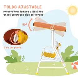Balancín de Jardín Exterior de 2 Plazas con Patrón de León Toldo Ajustable en Ángulo Carga 60 kg 110x70x110 cm A... - Ogal.Es