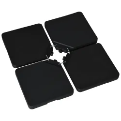 Conjunto de 4 Pesos Rellenables para Base de Sombrilla Cruzada con 15 Litros de Agua o 17,5 kg de Arena Negro - Ogal.Es