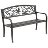 Banco de Jardín con Apoyabrazos y Respaldo con Imagen de Pájaros Carga 240 kg para Patio Terraza 127x60x85 cm Ma... - Ogal.Es