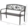 Banco de Jardín con Apoyabrazos y Respaldo con Imagen de Pájaros Carga 240 kg para Patio Terraza 127x60x85 cm Ma... - Ogal.Es