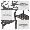 Banco de Jardín con Apoyabrazos y Respaldo con Imagen de Pájaros Carga 240 kg para Patio Terraza 127x60x85 cm Ma... - Ogal.Es