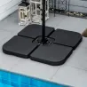 Conjunto de 4 Pesos Rellenables para Base de Sombrilla Cruzada con 15 Litros de Agua o 19,5 kg de Arena Negro - Ogal.Es