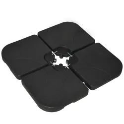 Conjunto de 4 Pesos Rellenables para Base de Sombrilla Cruzada con 15 Litros de Agua o 19,5 kg de Arena Negro - Ogal.Es