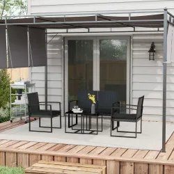 Conjunto de Muebles de Jardín de Ratán Sintético con 2 Sofás Individuales 1 Sofá Doble y 2 Mesas de Centro Negro - Ogal.Es