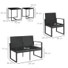Conjunto de Muebles de Jardín de Ratán Sintético con 2 Sofás Individuales 1 Sofá Doble y 2 Mesas de Centro Negro - Ogal.Es
