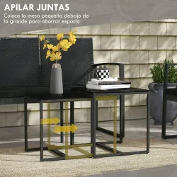 Conjunto de Muebles de Jardín de Ratán Sintético con 2 Sofás Individuales 1 Sofá Doble y 2 Mesas de Centro Negro - Ogal.Es