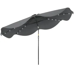 Sombrilla de Jardín Manual Ø292x254 cm con 32 Luces LED Solares 8 Varillas Impermeable y Rejillas de Ventilación... - Ogal.Es