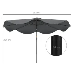 Sombrilla de Jardín Manual Ø292x254 cm con 32 Luces LED Solares 8 Varillas Impermeable y Rejillas de Ventilación... - Ogal.Es