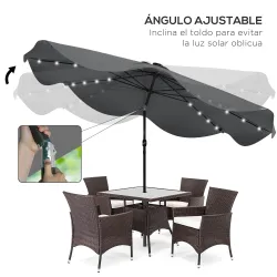 Sombrilla de Jardín Manual Ø292x254 cm con 32 Luces LED Solares 8 Varillas Impermeable y Rejillas de Ventilación... - Ogal.Es