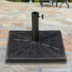 Base para Sombrilla de Resina Peso 15 kg para Poste de Parasol de Ø3,8 cm y Ø4,8 cm para Terraza 47x47x32 cm Bronce - Ogal.Es