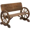 Banco de Exterior de Madera con Reposabrazos y 2 Ruedas Decorativas Estilo Rústico Carga 250 kg 114x58x80 cm Car... - Ogal.Es