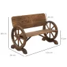 Banco de Exterior de Madera con Reposabrazos y 2 Ruedas Decorativas Estilo Rústico Carga 250 kg 114x58x80 cm Car... - Ogal.Es