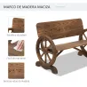 Banco de Exterior de Madera con Reposabrazos y 2 Ruedas Decorativas Estilo Rústico Carga 250 kg 114x58x80 cm Car... - Ogal.Es