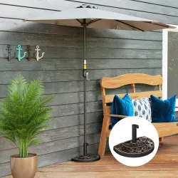 Soporte para Parasol Peso 9 kg en Forma de Semicírculo para Poste de Paraguas de Ø3,8 cm y Ø4,8 cm 50x31x32 cm B... - Ogal.Es