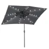 Parasol de Terraza 2,7x2x2,5 m con Techo Inclinable hasta 45° Luces LED Solares e Impermeable Gris Oscuro - Ogal.Es