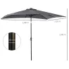 Parasol de Terraza 2,7x2x2,5 m con Techo Inclinable hasta 45° Luces LED Solares e Impermeable Gris Oscuro - Ogal.Es