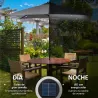 Parasol de Terraza 2,7x2x2,5 m con Techo Inclinable hasta 45° Luces LED Solares e Impermeable Gris Oscuro - Ogal.Es