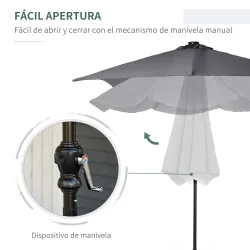 Parasol de Terraza 2,7x2x2,5 m con Techo Inclinable hasta 45° Luces LED Solares e Impermeable Gris Oscuro - Ogal.Es