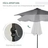 Parasol de Terraza 2,7x2x2,5 m con Techo Inclinable hasta 45° Luces LED Solares e Impermeable Gris Oscuro - Ogal.Es