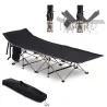 Cama de Acampada con 1 Bolsillo Lateral Bolsa de Transporte y Marco de Acero Carga 150 kg 190x68x52 cm Negro - Ogal.Es