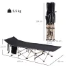 Cama de Acampada con 1 Bolsillo Lateral Bolsa de Transporte y Marco de Acero Carga 150 kg 190x68x52 cm Negro - Ogal.Es