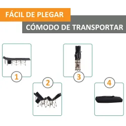 Cama de Acampada con 1 Bolsillo Lateral Bolsa de Transporte y Marco de Acero Carga 150 kg 190x68x52 cm Negro - Ogal.Es