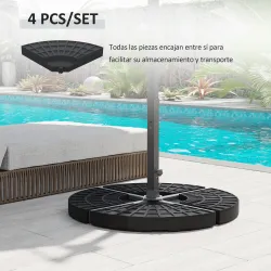 Peso para Base de Sombrilla de 4 Piezas Rellenable de Agua 52 Litro Arena 60 kg o Mixto 70 kg para Base Cruzada ... - Ogal.Es